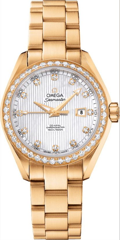 Omega Seamaster Aqua Terra Solid 18k Yellow Gold Diamond Women's Watch 231.55.34.20.55.001