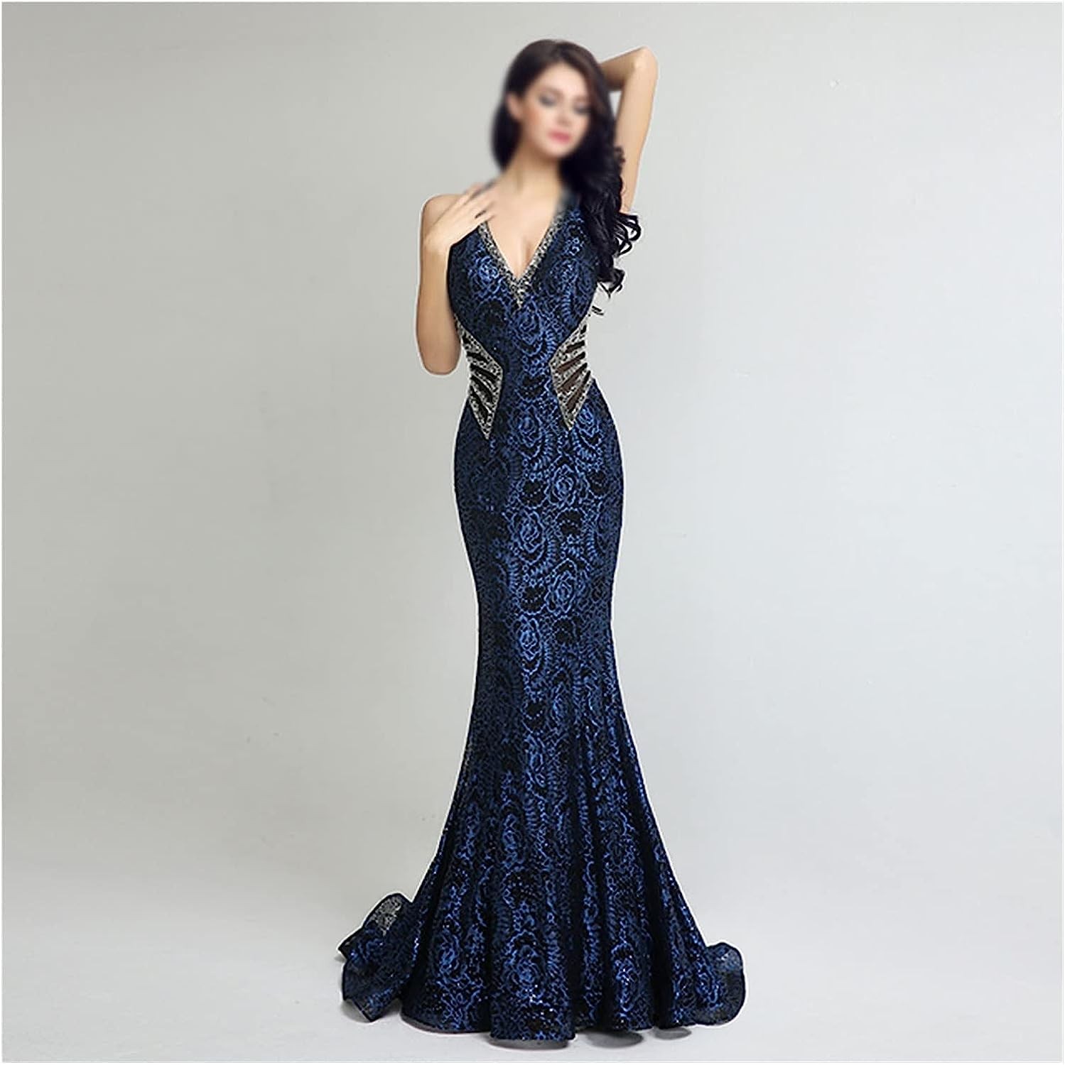 Evening Dress V-Neck Sleeveless Zip Flare Corset