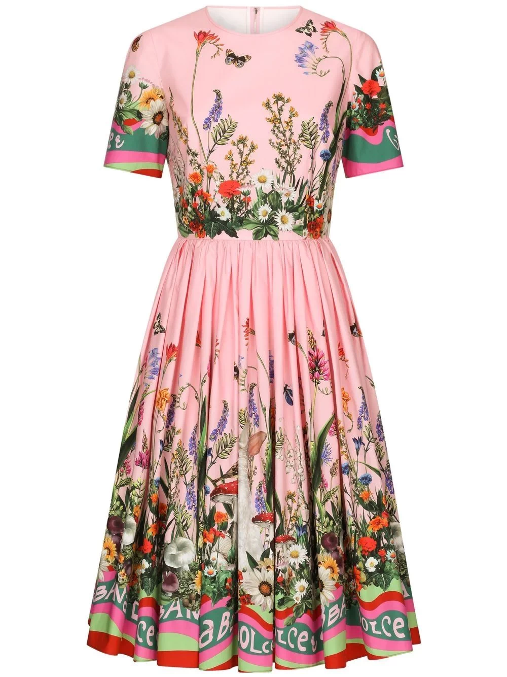 floral-print short-sleeve midi dress