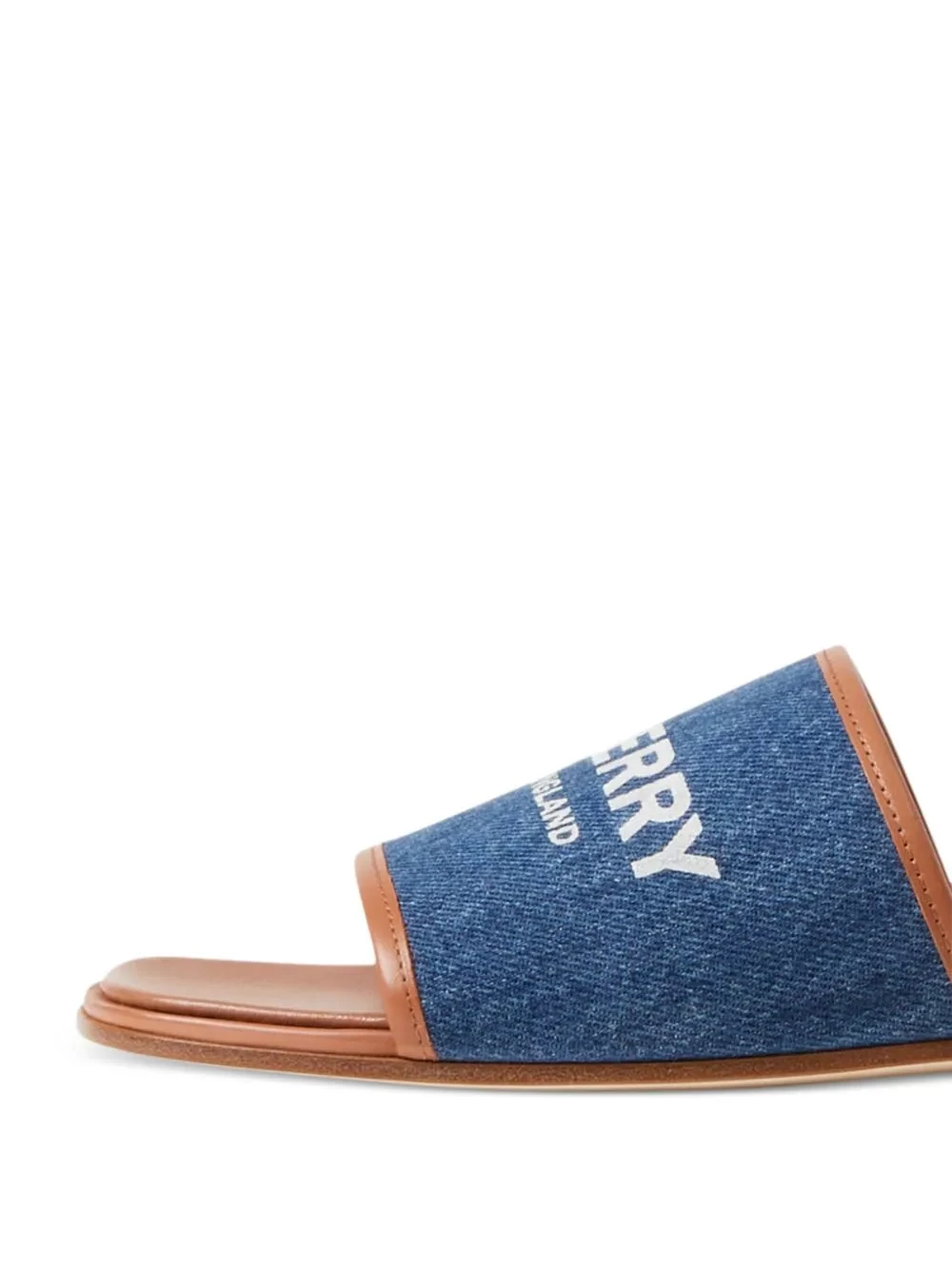 Logo-print denim slides