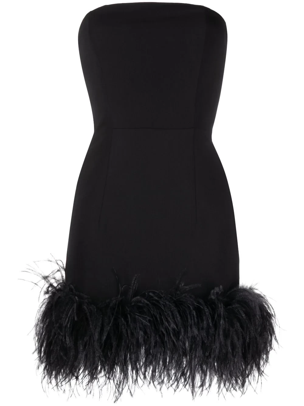 Minelli feather-trim strapless minidress