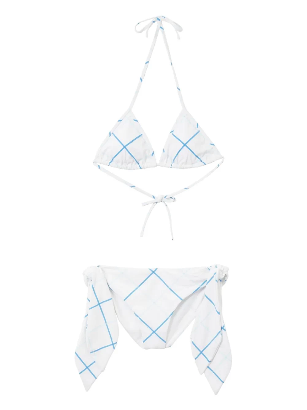 Checked tie-fastening bikini