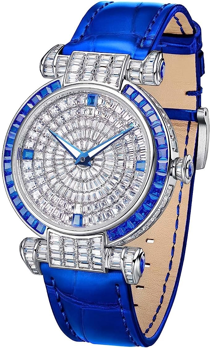 TIELBO Diamond Wrist Watch for Men, Stainless Steel Mechanical Automatic Watch Waterproof Wrist Watch for Women Analog Watch Couple Watch Luxury Fashion Gift (Model:TC822)