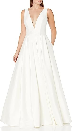 Jenny Yoo Women's Spencer V Neck a Line Taffeta Gown