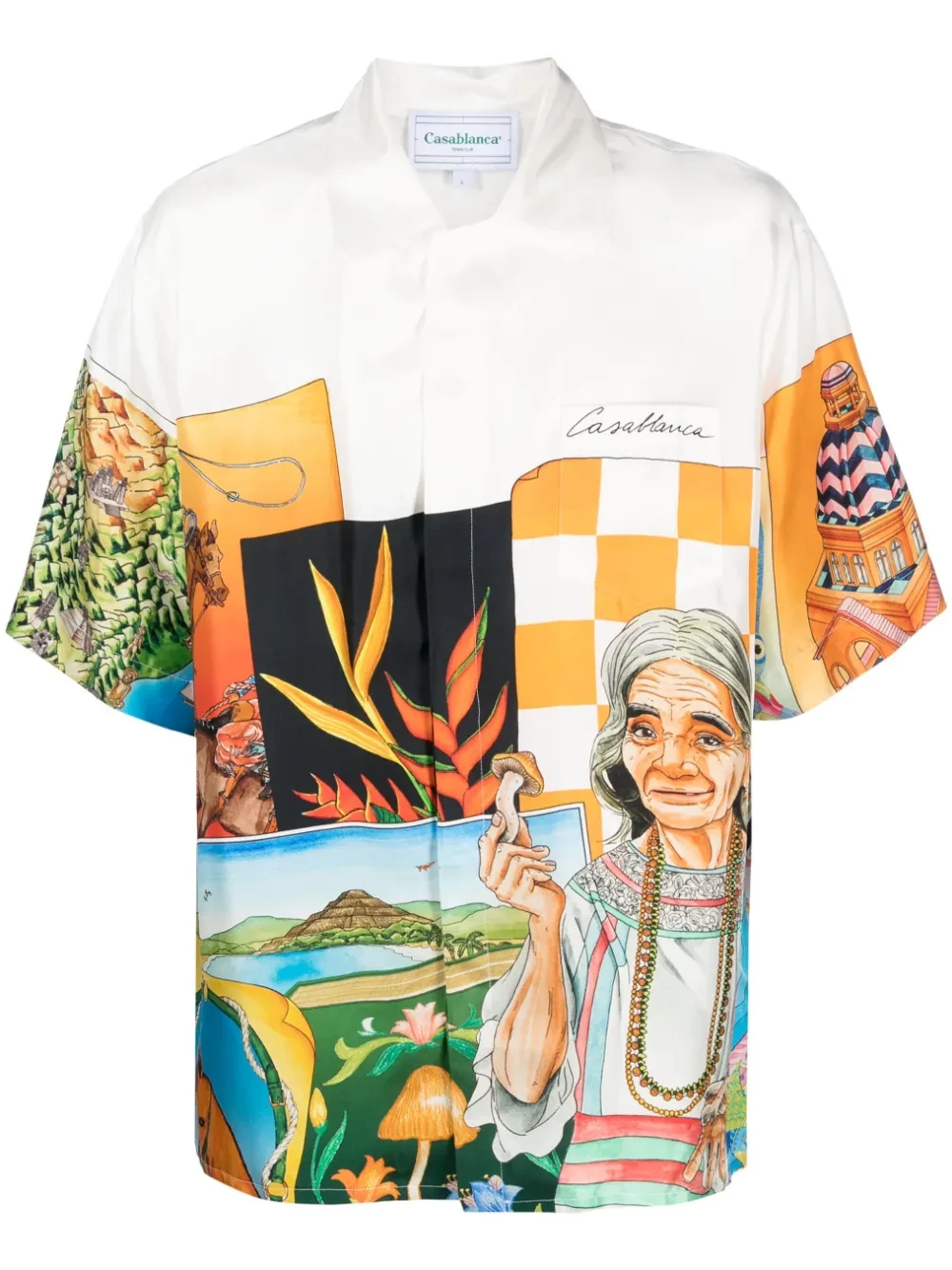 graphic-print silk shirt