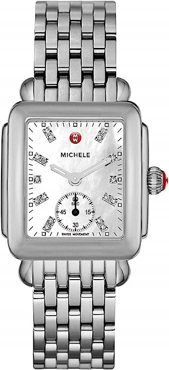 MICHELE Women's MWW06V000002 Deco 16 Analog Display Swiss Quartz Silver Watch