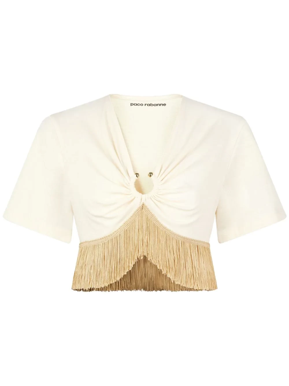 fringed-trimmed cropped T-shirt