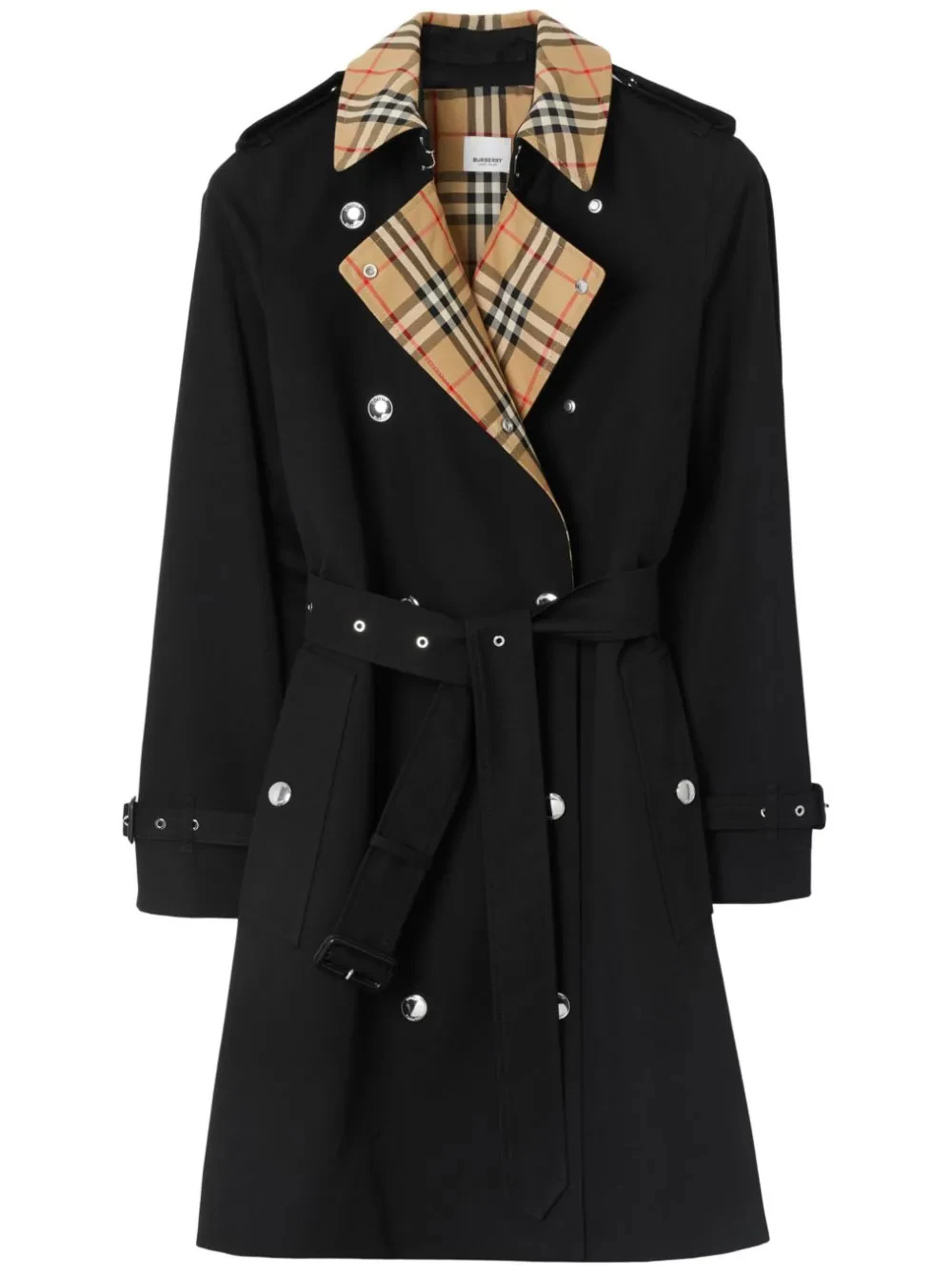 Vintage Check-trim trench coat