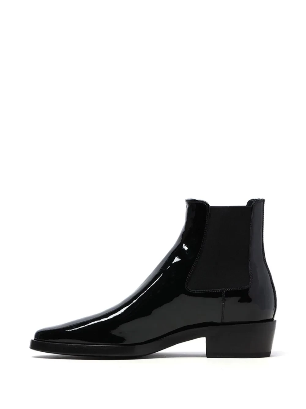 patent-finish leather boots