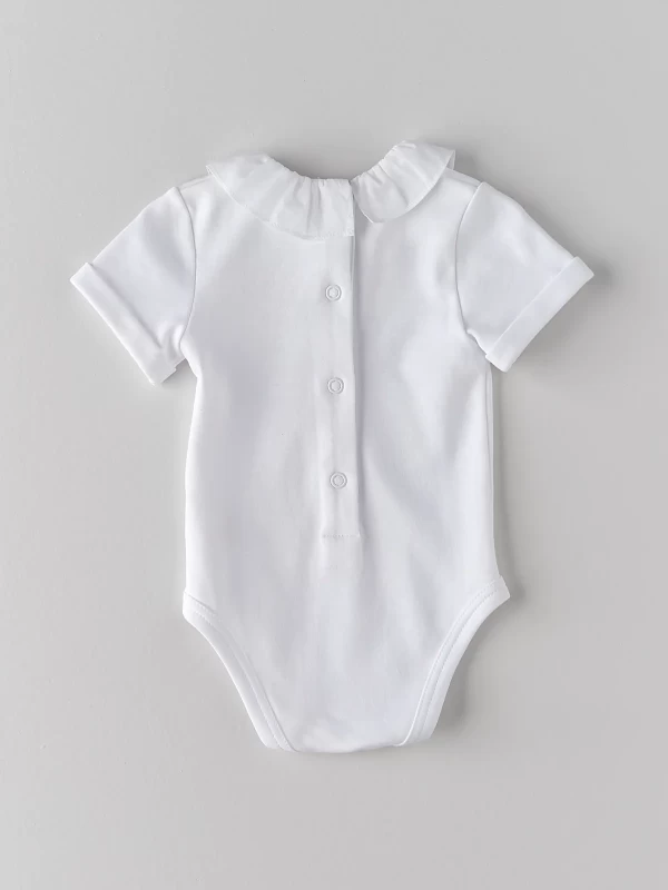 White Overall with Ruffle Collar for Baby