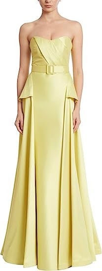 Badgley Mischka Strapless Fitted Evening Gown with Peplum