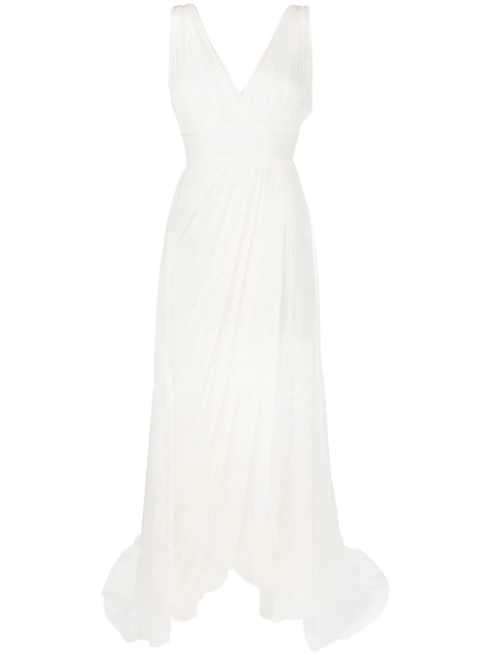 draped tulle silk gown