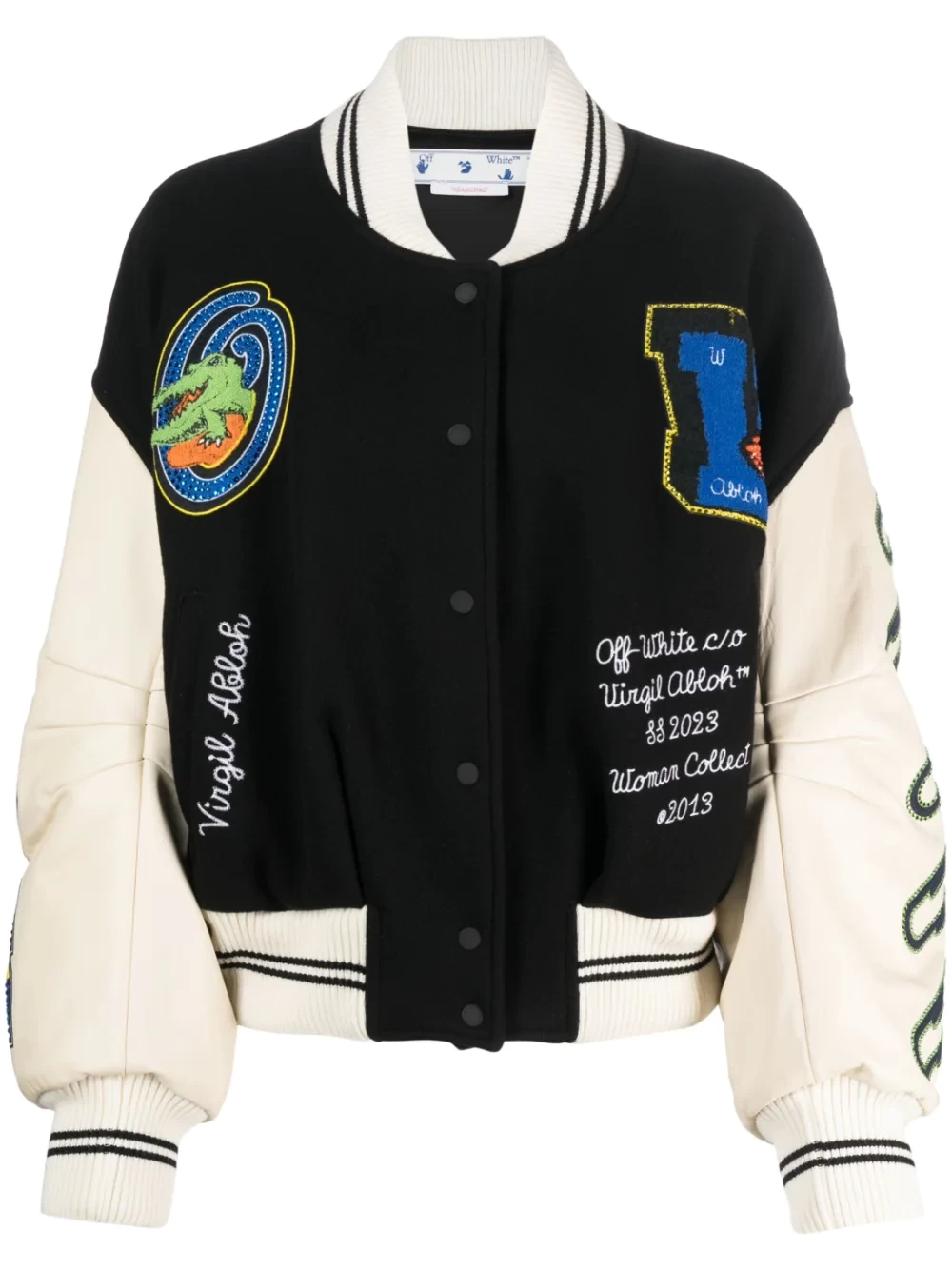 Croco Crop-patches bomber jacket