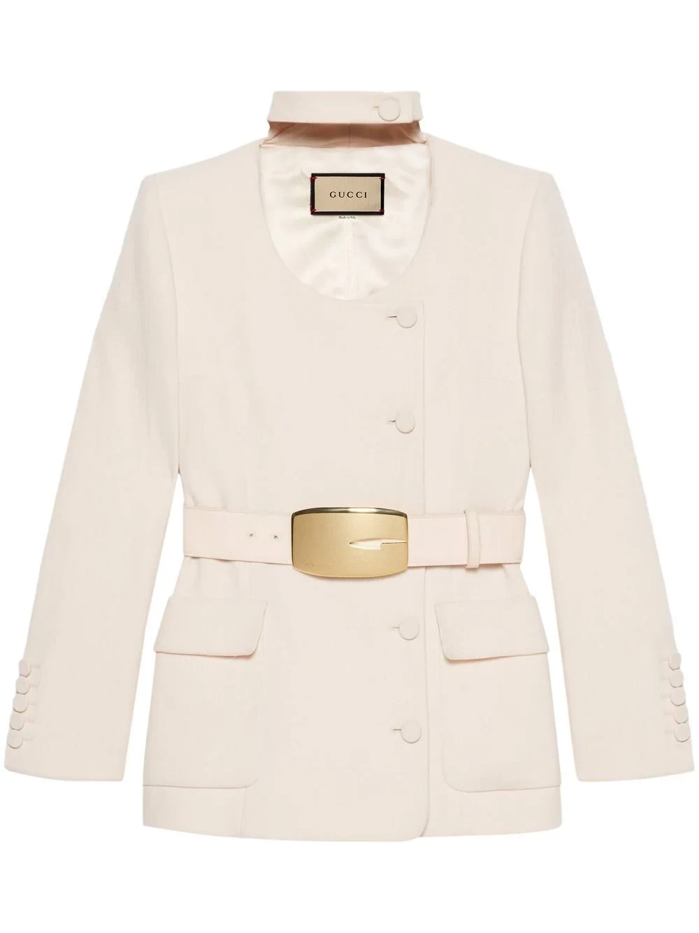 belted wool crêpe jacket