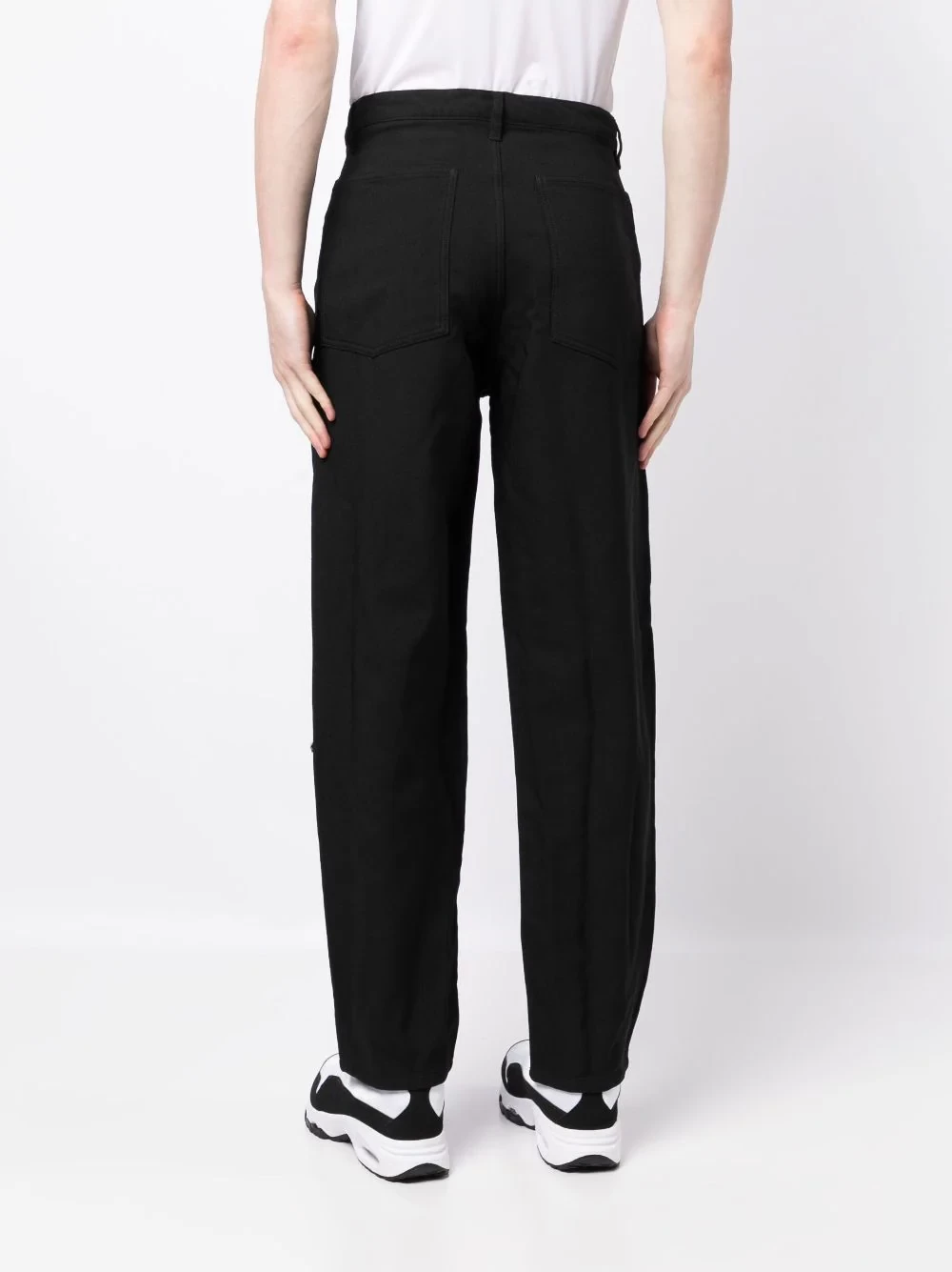 Exposed-seam straight-leg trousers