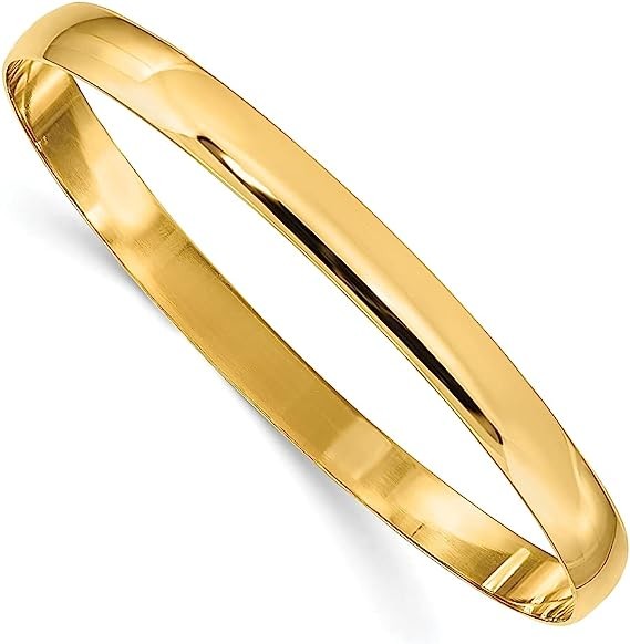ICE CARATS 14k Yellow Gold 6mm Half Round Slip On Bangle Bracelet Fine Jewelry For Women Gifts For Her