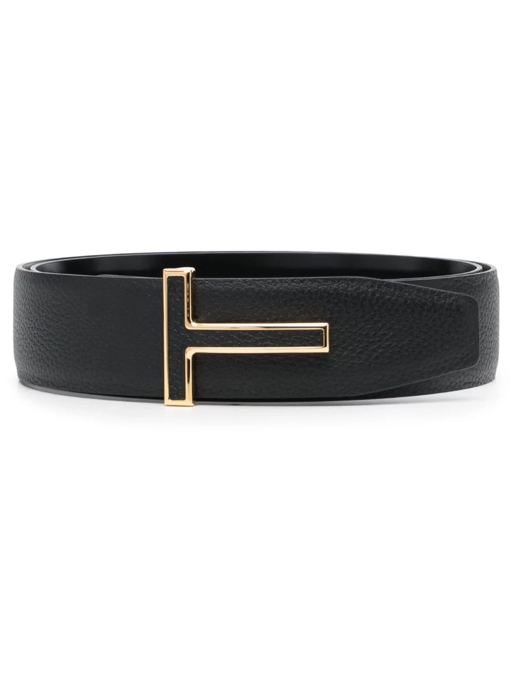 Logo-buckle leather belt