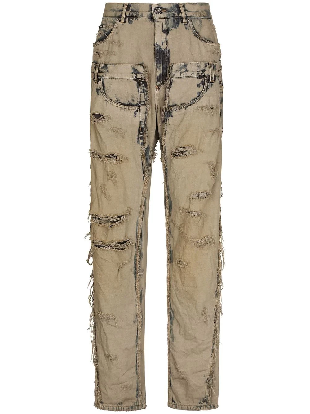 washed deconstructed jeans