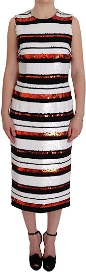 Dolce & Gabbana - Black White Tulips Wool Sheath Dress