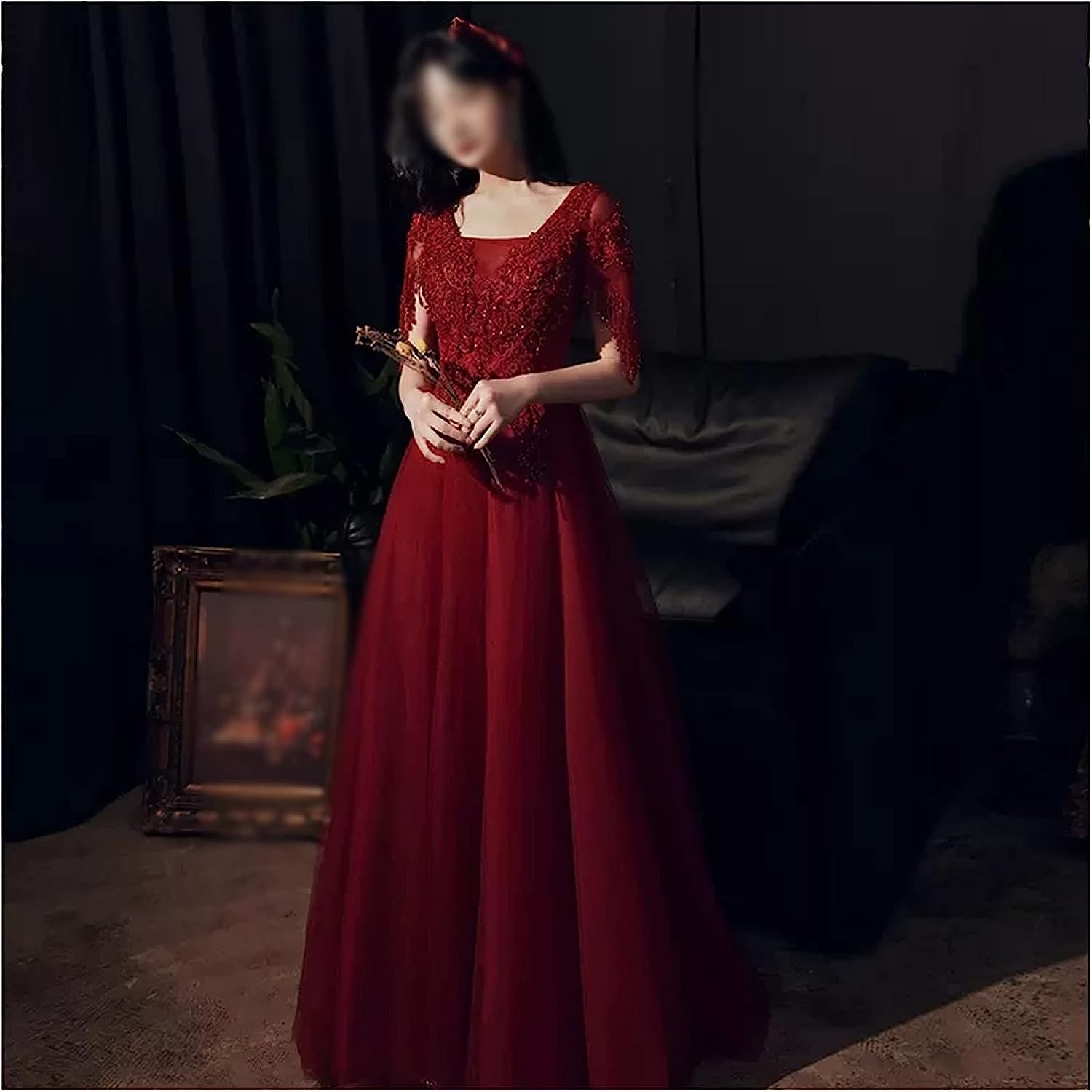 AFLHYJK Toast Dress Bride Engagement Dress Banquet Back to The Door Dress Thin Evening Dress Summer