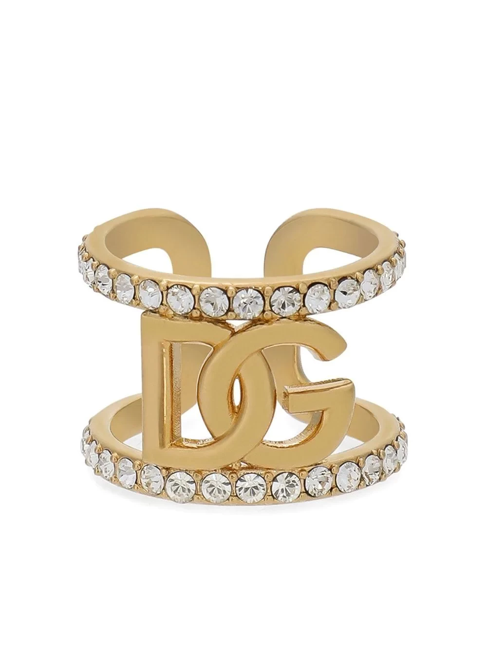 rhinestone-embellished logo ring