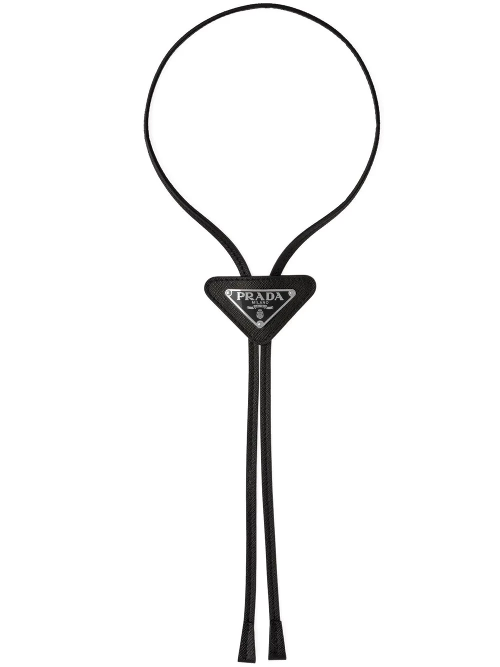 logo-plaque leather bolo tie