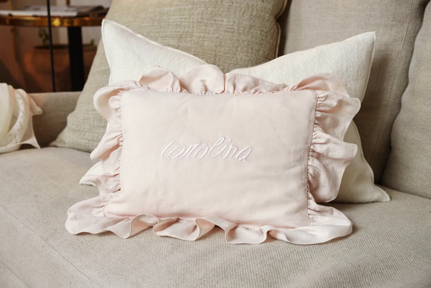 Pink Pillow with Personalized baby name
