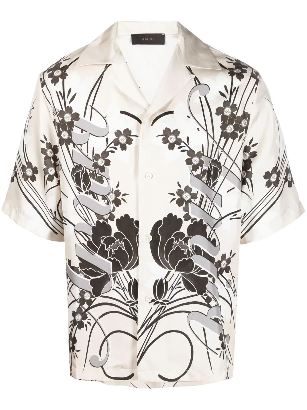 Floral-print silk shirt