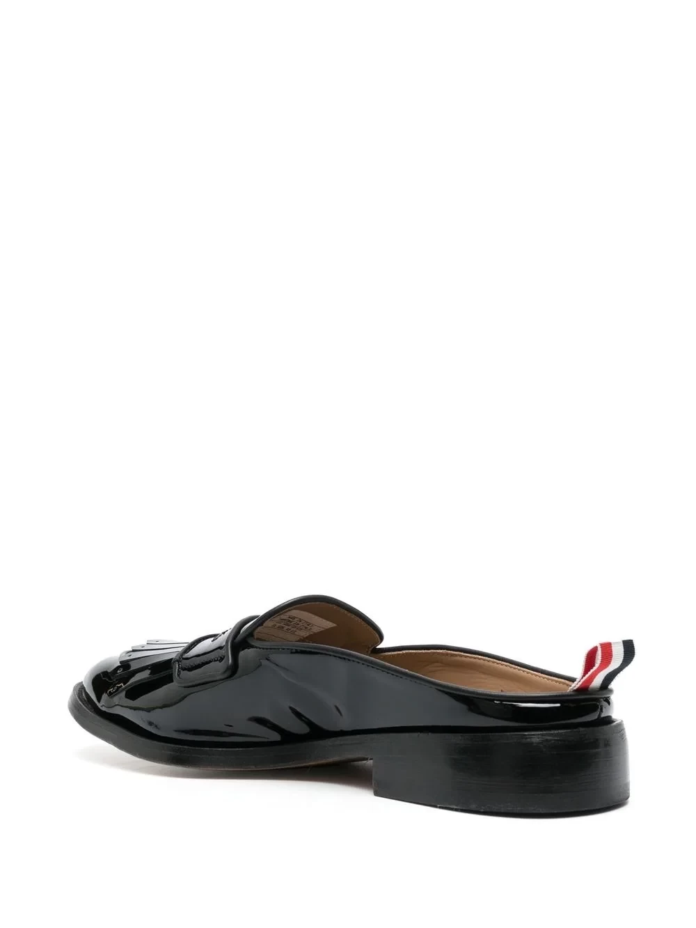 patent mule loafers