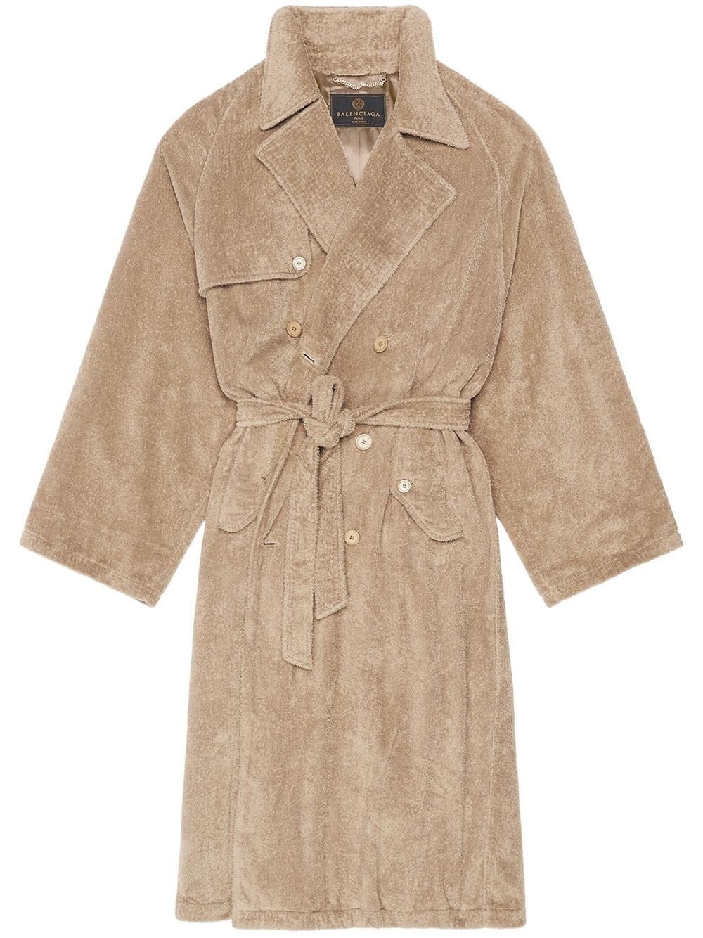 towelling-finish cotton trench-coat