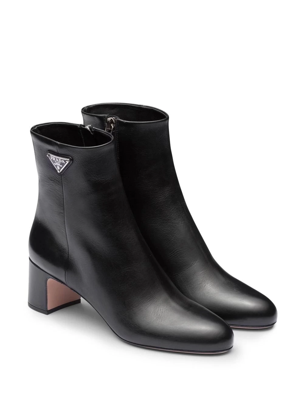 logo-plaque leather ankle boots