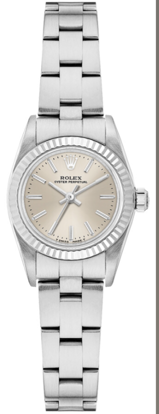 Rolex Oyster Perpetual 24 White Gold Fluted Bezel Women's Watch 76094