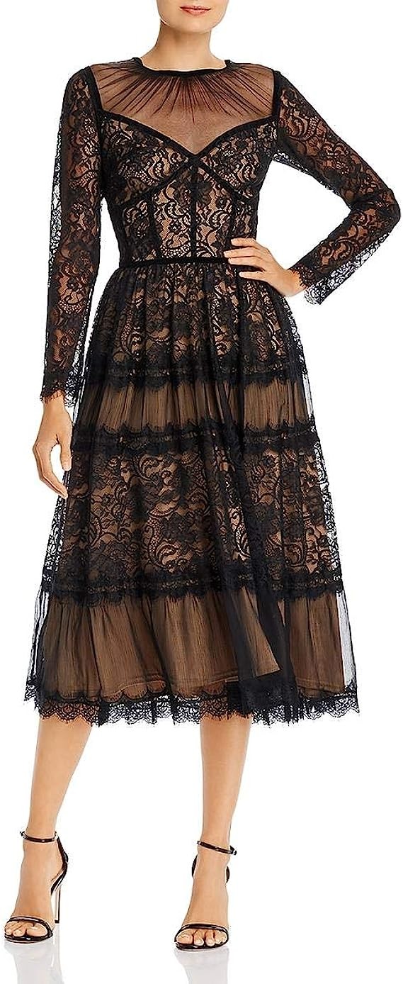 Tadashi Shoji Women's L/S All-Over Lace Dress