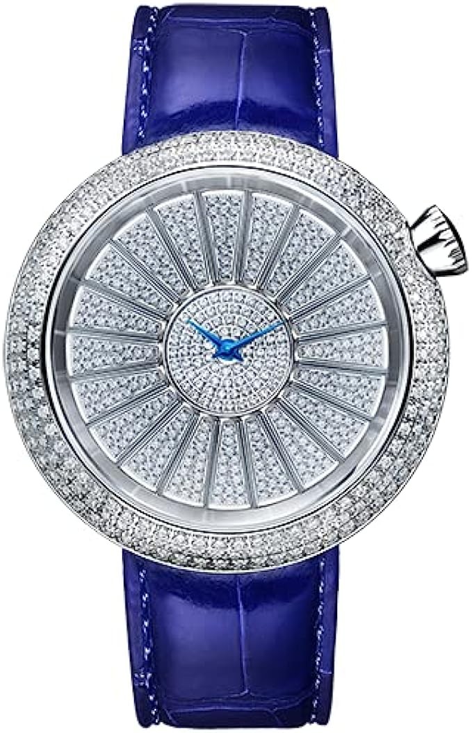 TIELBO Luxury Women's Wrist Watches Crystal-Accented Dress Fashion Watches as Gift for Women Stainless Steel/Leather (Model:TC820L_Phantom)