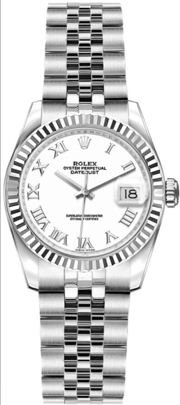 Rolex Lady-Datejust 26 White Roman Numeral Dial Watch 179174