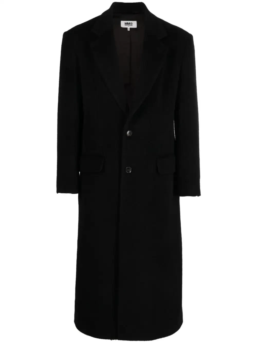 single-breasted virgin-wool-mohair blend coat