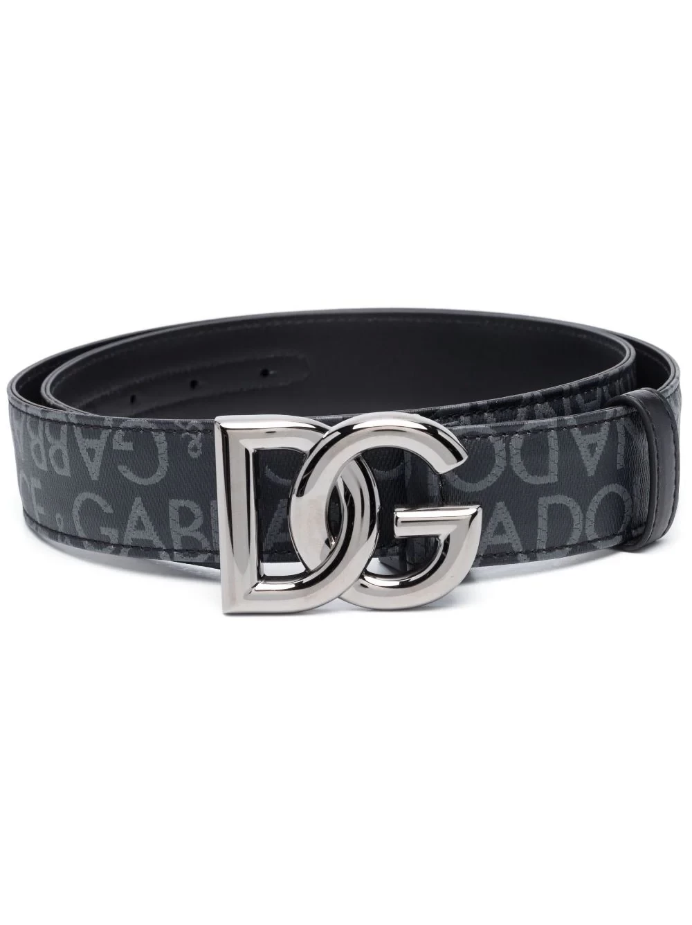 Logo buckle-fastening leather belt