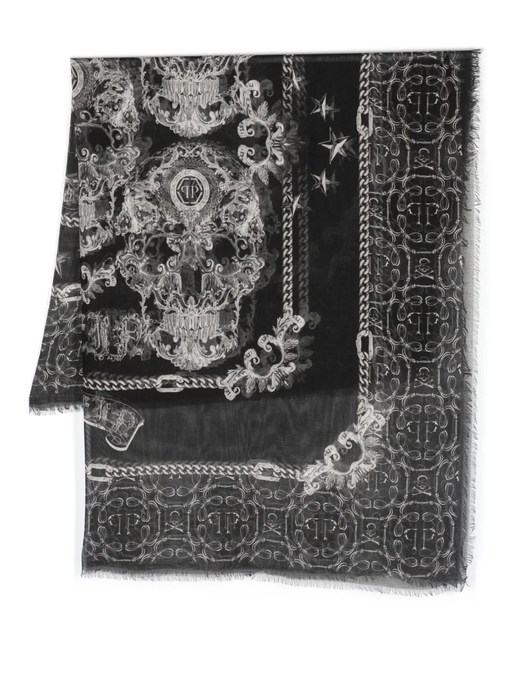 Philipp Plein Shawl frayed-hem scarf