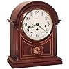 Howard Miller Barrister Mantel Clock 613-180 – Mahogany Finish, Warm White Dial, Brass-Finished Bezel, Antique Home Decor, Key-Wound, Single Chime Movement