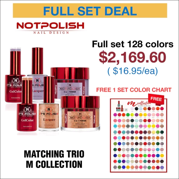 NotPolish Matching Trio - M Collection - Full set 128 colors w/ 1 set Color Chart