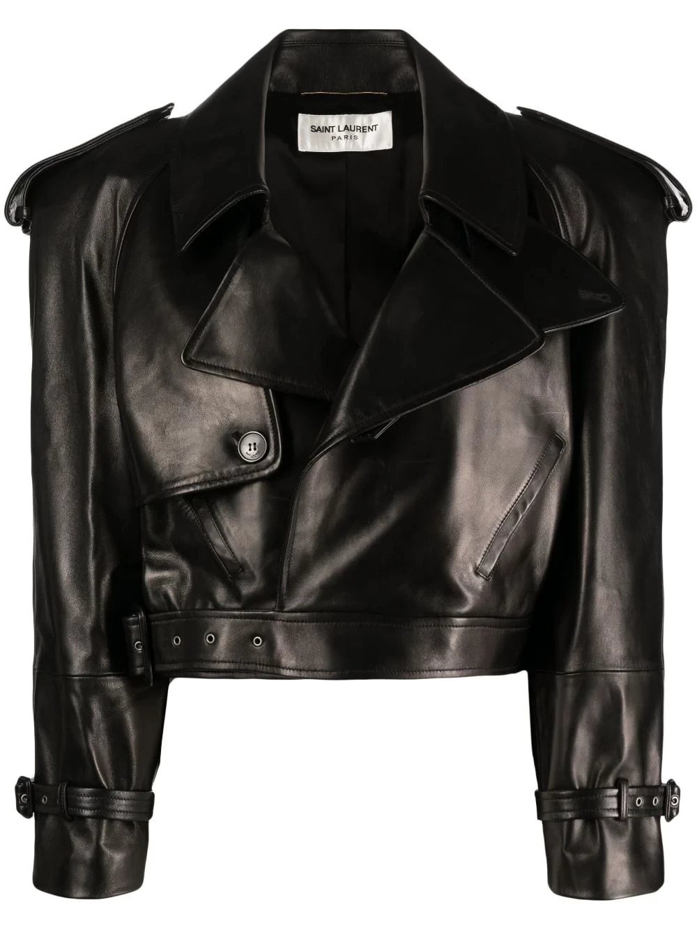 cropped leather biker jacket
