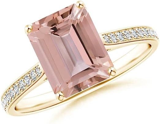 Angara Natural Morganite Solitaire Ring for Women, Girls in 14K Solid Gold/Platinum| November Birthstone Jewelry Gift for Her | Birthday| Wedding| Anniversary| Engagement