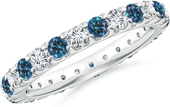 Angara Enhanced Blue Diamond Halo Ring for Women, Girls in 14K White Gold Size-10 (Grade-AAA | Size-2.8mm) | April Birthstone Jewelry Gift for Her | Birthday|Wedding|Anniversary|Enagagement