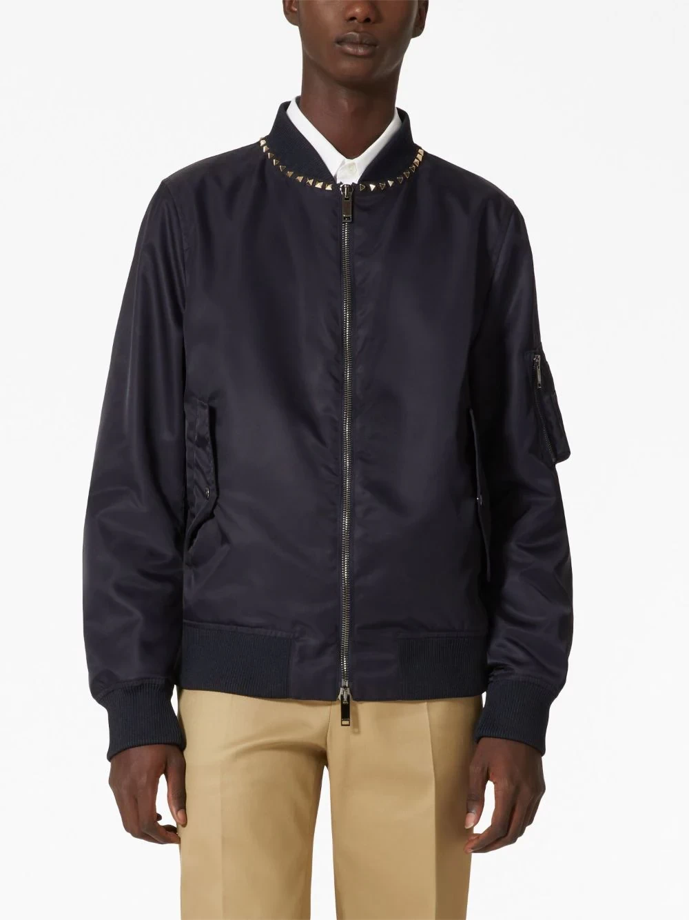 Untitled stud-embellished bomber jacket