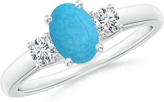 Angara Natural Turquoise Solitaire Ring for Women, Girls in 14K Solid Gold/Platinum| December Birthstone Jewelry Gift for Her | Birthday| Wedding| Anniversary| Engagement