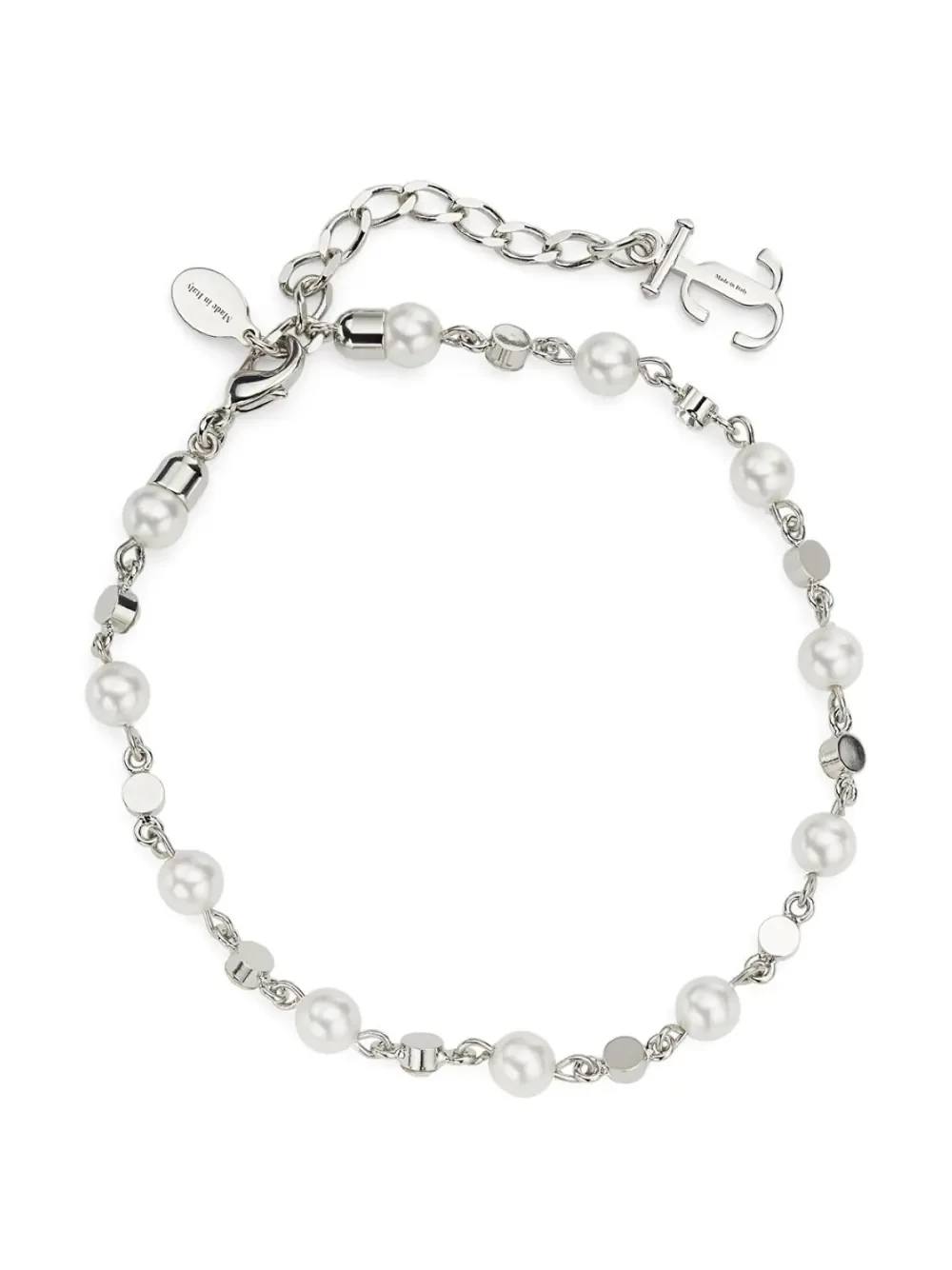 logo-charm pearl-detail anklet